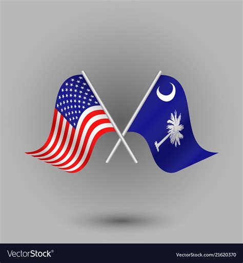 Two Crossed American And Flag Of South Carolina Vector Image