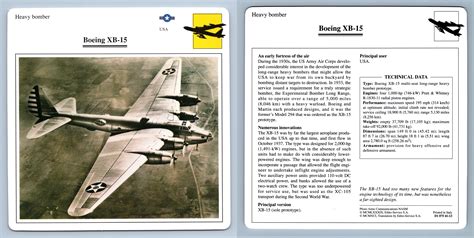 Boeing Xb 15 Heavy Bomber Warplanes Collectors Club Card