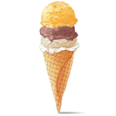 Premium Vector Vector Ice Cream In Waffle Cone