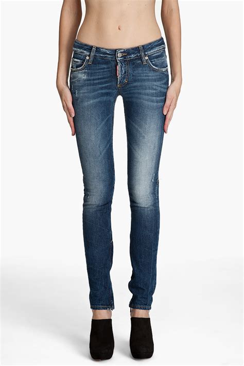 Dsquared² Super Skinny Low Rise Jeans In Blue Lyst