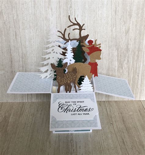 Christmas Pop Up Card 3d Christmas Card In A Box Handmade In A Winter
