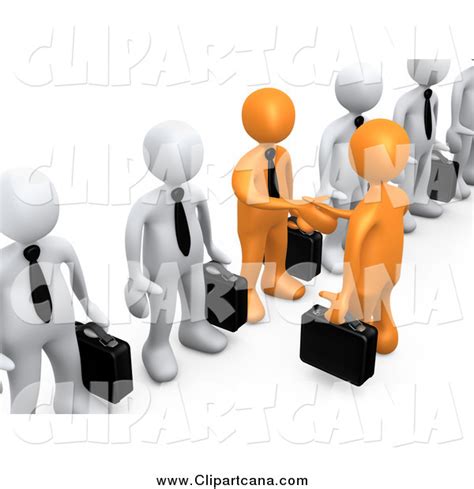 Clip Art Of A 3d Orange Business Men Shaking Hands Out Of