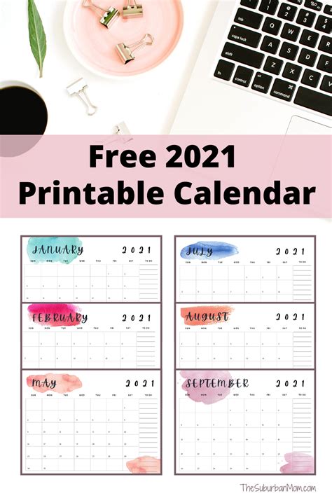 2021 Free Printable Calendar The Suburban Mom