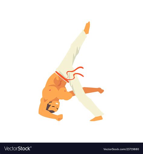 male dancer fighter character practicing capoeira vector image