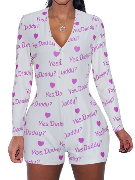 Diconna Women V Neck Bodycon Bodysuit Button Sleepwear Jumpsuit Shorts