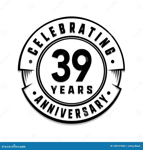 39 Years Anniversary Logo Template 39th Vector And Illustration Stock