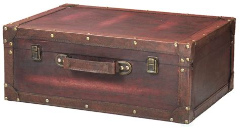 Vintiquewise Qi003235 Vintage Style Brown Wooden Suitcase With Leather