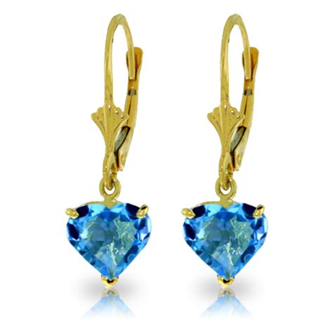 325 Carat 14k Solid Gold Leverback Earrings Natural Blue Topaz Ebay
