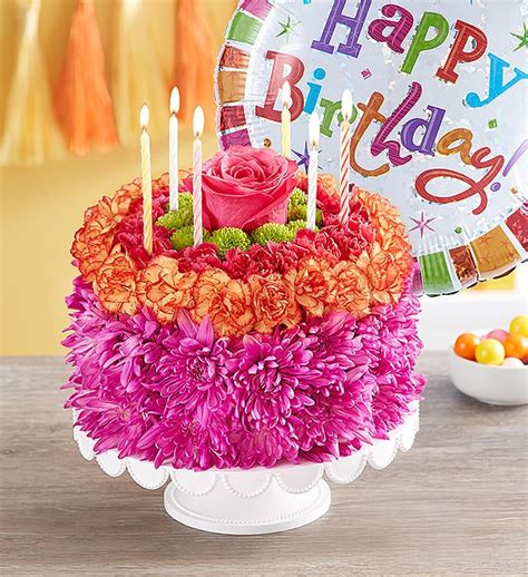 Birthday Wishes Flower Cake Vibrant From 1 800 Flowerscom