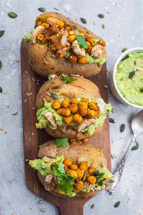 Vegan Stuffed Baked Potatoes With Tahini Chickpeas Earth Of Maria