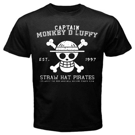 One Piece 1 Captain Monkey D Luffy Anime T Shirt Black Basic Tee In T