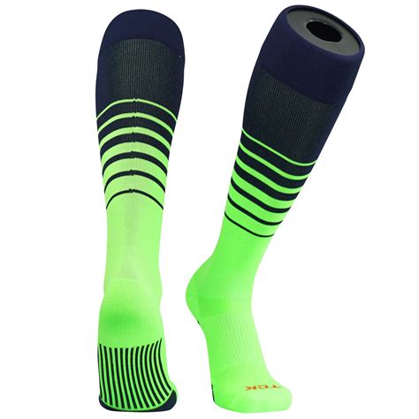 Tck Elite Breaker Fade Lines Knee High Socks Navy Neon Green Ebay