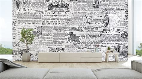 Cool Effect Newspaper Print Wall Mural Bedroom Wallpaper Etsy Uk