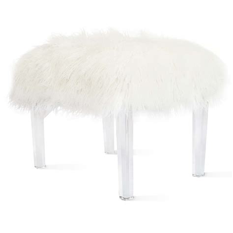 This unique stool is topped with synthetic, fluffy white fur. New Pacific Direct Inc Scarlett Faux Fur Vanity Stool with Acrylic Base | Faux fur stool, White ...