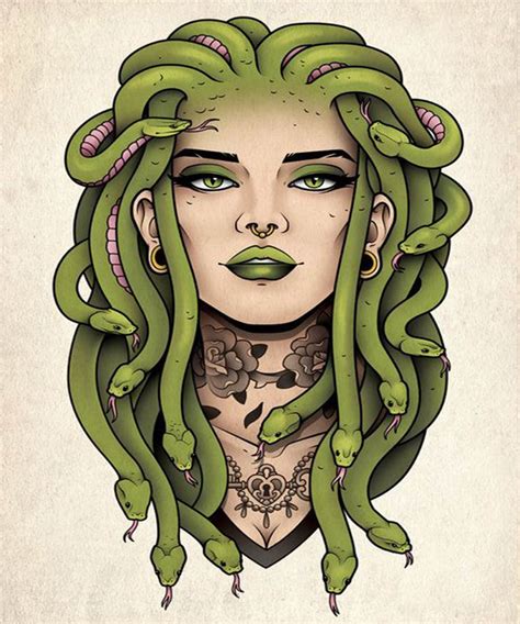 Medusa Tattoo Poster Funny Poster Ts For Friends Medusa Etsy