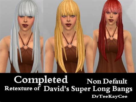 Retexture Of Davids Super Long Bangs Sims 4 Hair