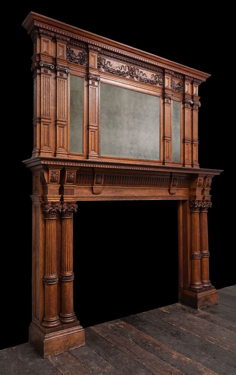 Large Wooden Mantel W117 19th Century Antique