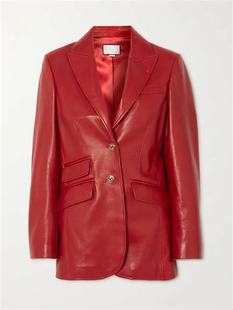 Womens Red Leather Blazer Film Leather Jacket