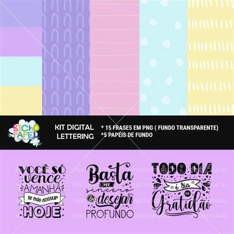 Kit Digital Lettering Frases Motivacionais Bicho Papel