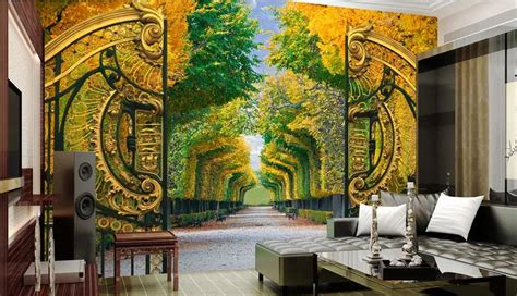 Custom Nonwoven Wallpaper Modern Forest Park 3d Stereoscopic Landscape