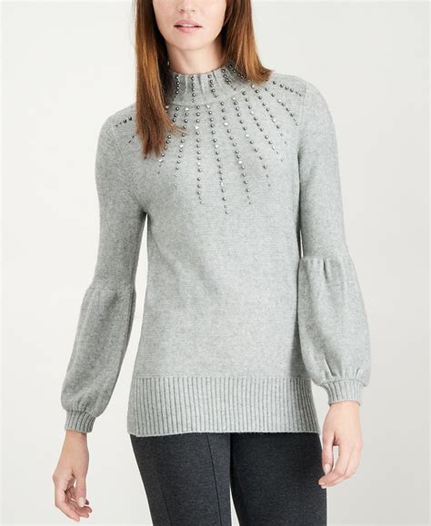 Alfani Petite Beaded Balloon Sleeve Sweater Created For Macys