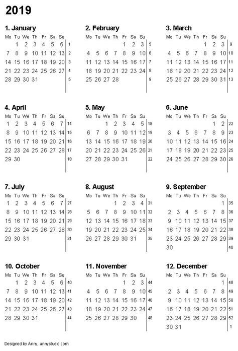 printable calendar   month numbers  week