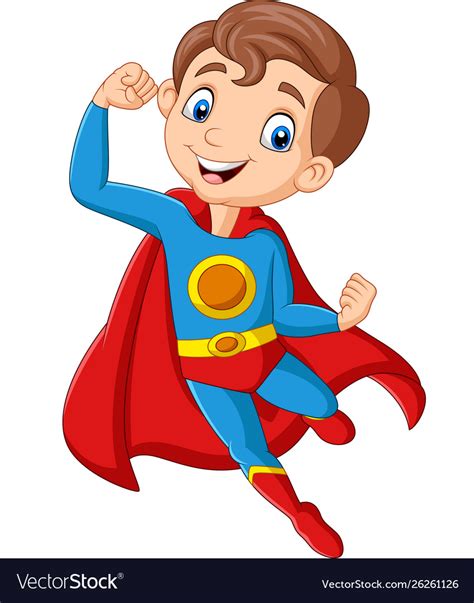 Cartoon Happy Superhero Boy Posing Royalty Free Vector Image