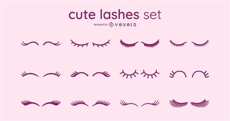 Cute Eyelashes Design Set Vector Download