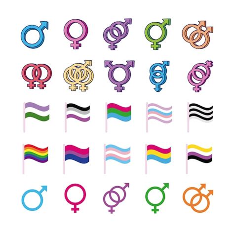 Premium Vector Bundle Of Genders Symbols Of Sexual Orientation And Flags Multy Style Icons