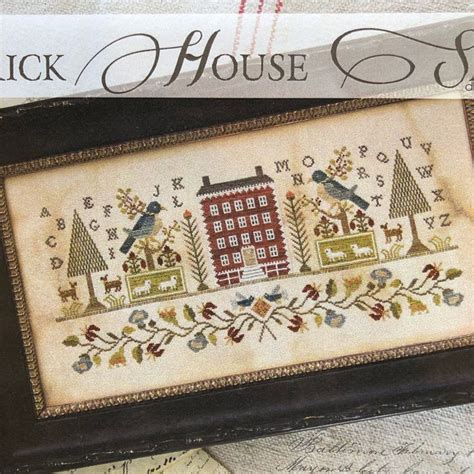 new brick house sampler with thy needle and thread brenda etsy cross stitch patterns