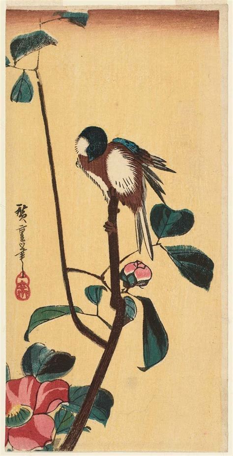 Utagawa Hiroshige Bird On Camellia Branch Museum Of Fine Arts