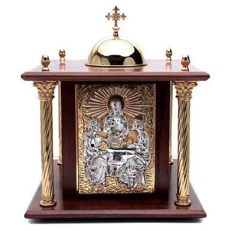 Altar Tabernacle In Wood With Brass Window And Columns Dinner A