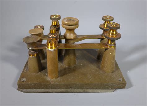 Large Antique Lacquered Brass Iambic Telegraph Morse Code Key H W
