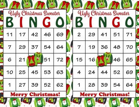 30 Ugly Christmas Sweater Bingo Cards Diy Printable Game