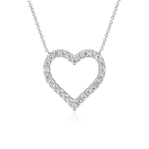 Diamond Heart Pendant In 14k White Gold 1 Ct Tw Blue Nile