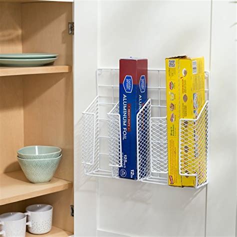 Learn how to use inexpensive hooks to install foil and saran wrap on the inside of your kitchen cabinets for easy access. Kitchen Wrap Organizer Storage Foil Shelf Holder Rack Wall Door Cabinet Mount - Racks & Holders