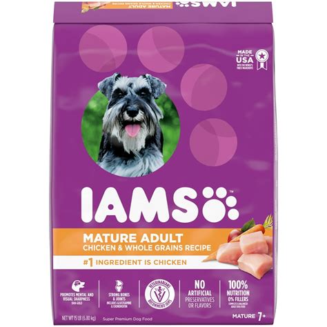 Iams Mature Adult Dry Dog Food For Senior Dogs With Real Chicken 15 Lb