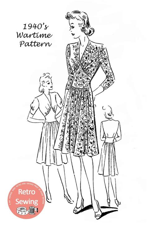 1940s Wartime Girdle Bodice Tea Frock Sewing Pattern Etsy Uk