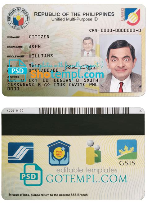 Philippines Id Template In Psd Format Fully Editable