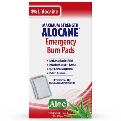 Alocane Emergency Burn Pads With 4 Lidocaine Walgreens