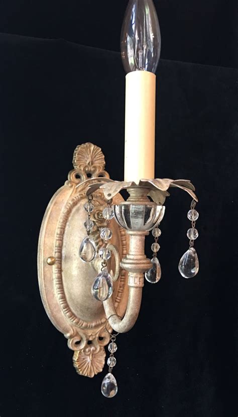 Made To Order Electric Wall Light Sconce Shabby Chic With Crystal Drops