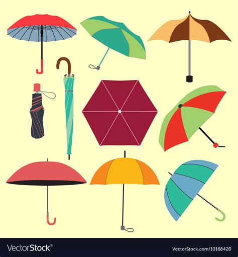 Different Fashion Umbrellas In Flat Style Vector Image