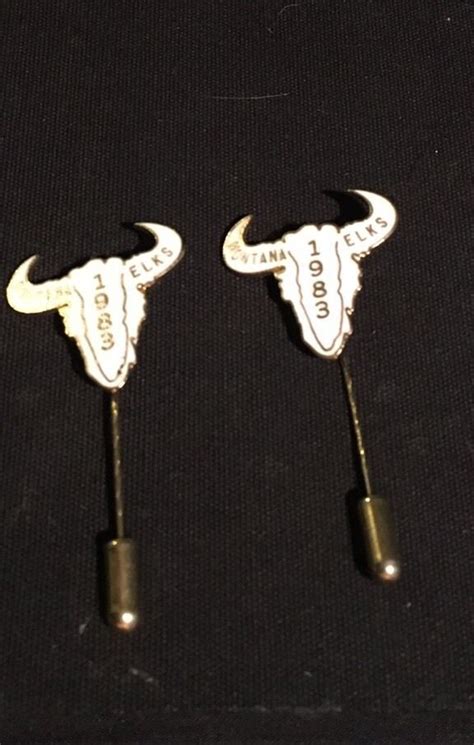 Vintage BPOE Montana Elks 1983 Buffalo Skull Pins Set Of 2 EBay