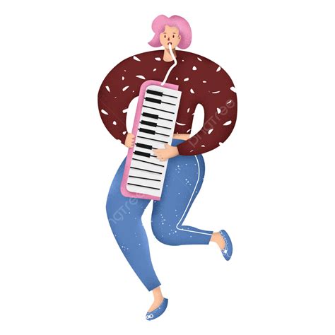 Cartoon Simple Piano Playing Girl Free Material Hand Drawn Characters