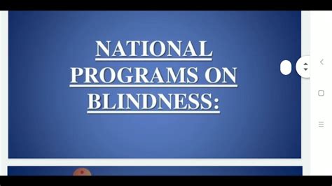 National Program On Blindness Youtube