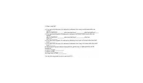 half life worksheets with answers