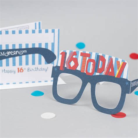 Mark their milestone with one of our exclusive 16th birthday cards. boys 16th birthday card glasses by tandem green ...