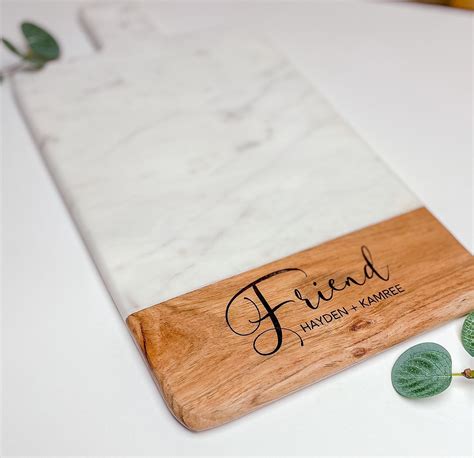 Personalized Marble And Wood Charcuterie Board Custom Marble Etsy