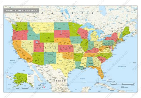 Digitale Staatkundige Kaart Verenigde Staten Usa 1524 Kaarten En