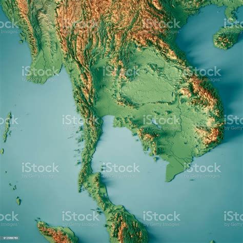 D Render Of A Topographic Map Of Thailand Asia All Source Data Is Relief Map Thailand